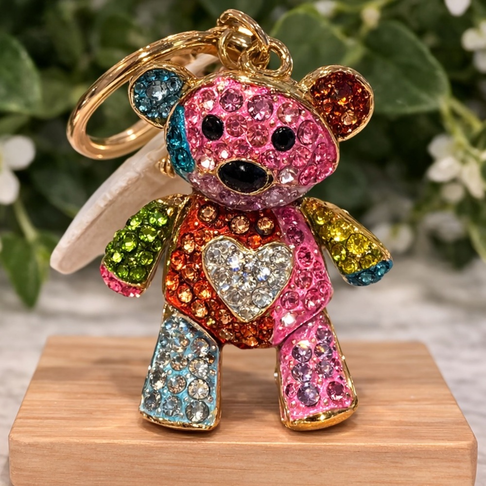 Colorful Crystal Bear Keychain NWT - Picture 3 of 5